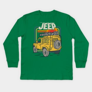 Retro Jeep Kids Long Sleeve T-Shirt